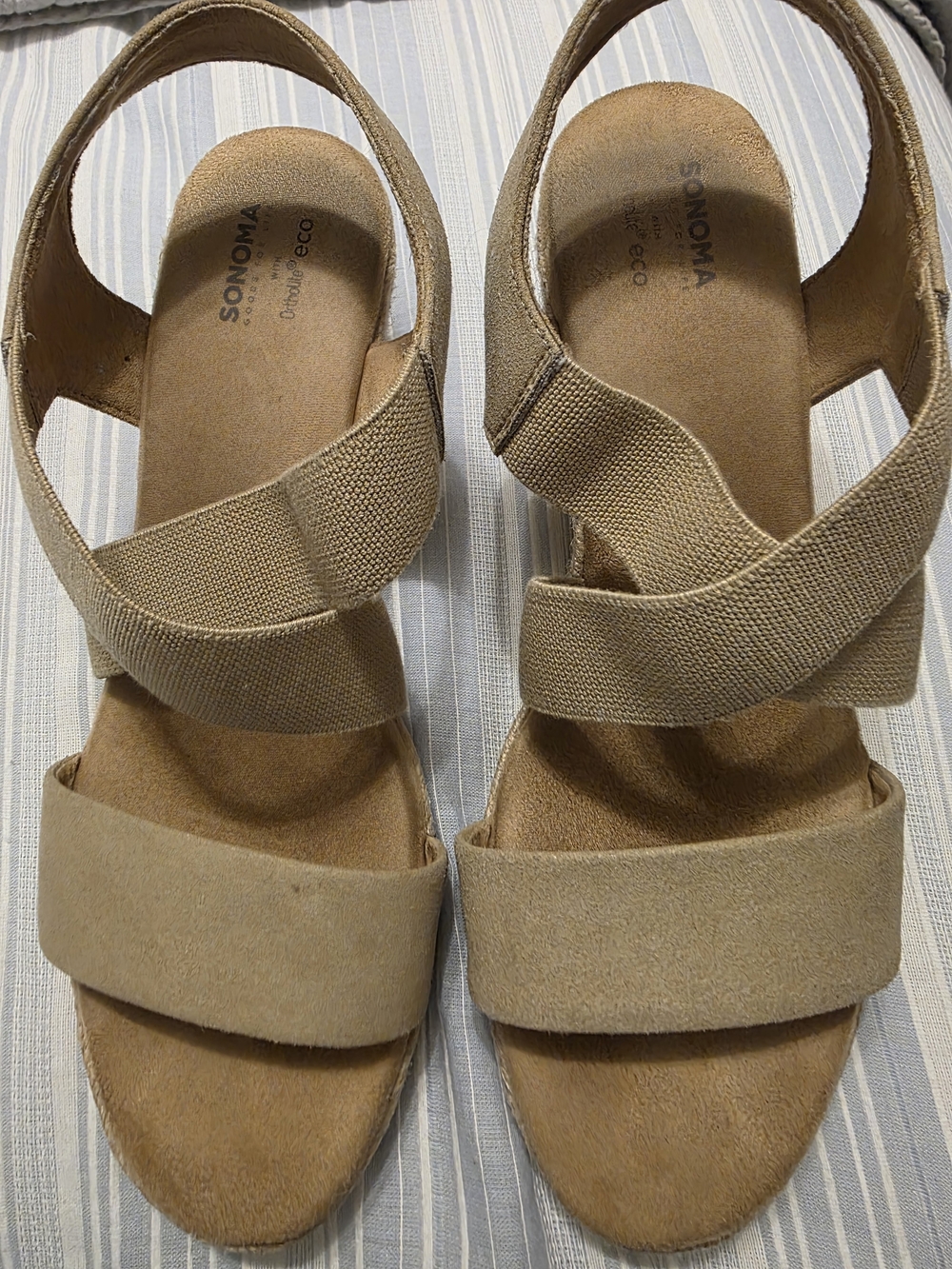 Sonoma Beige Tan Slingback Sandals - Women's Comfort Wedges